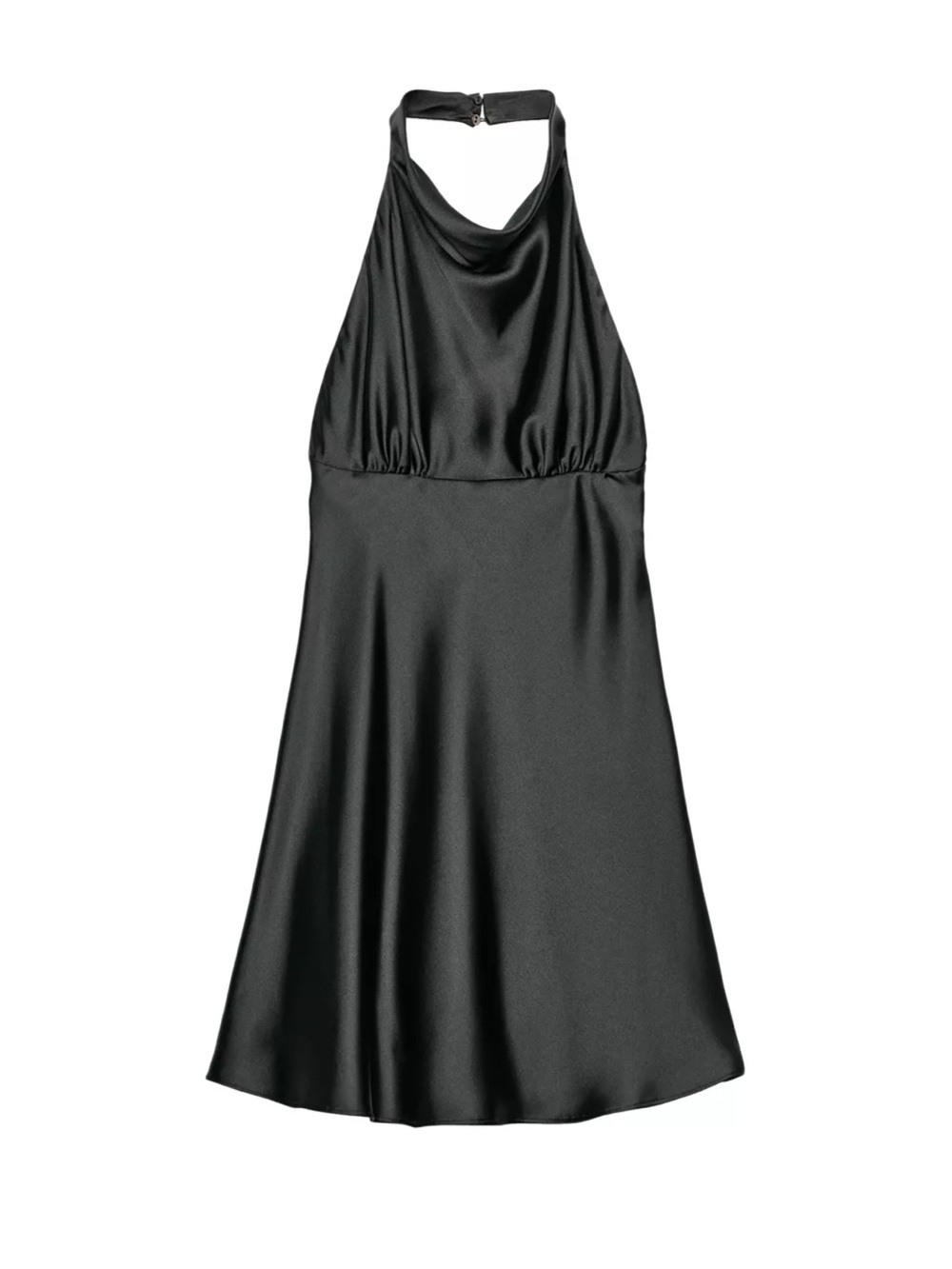 NWT Zara Black Satin Halter Mini Dress